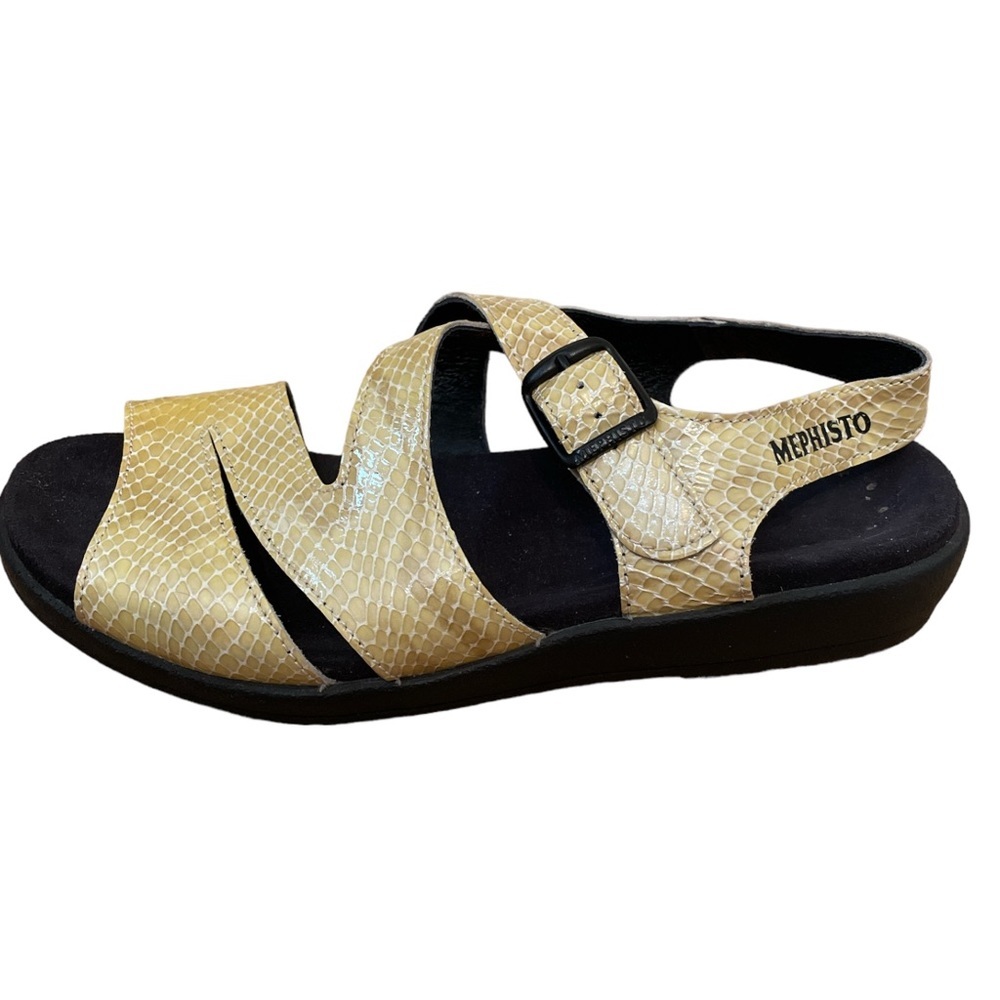 Mephisto Eva Sandal Snakeskin Pattern Camel Comfort Walking Shoe Sz EU 37 US 6